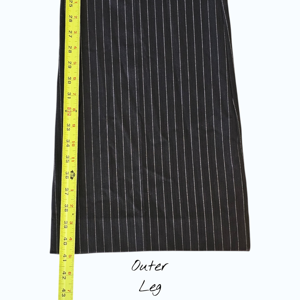 Arden B Y2K Black Pinstripe Wide Leg Dress Pants Chevron Waist Button Size 2 - Picture 5 of 9